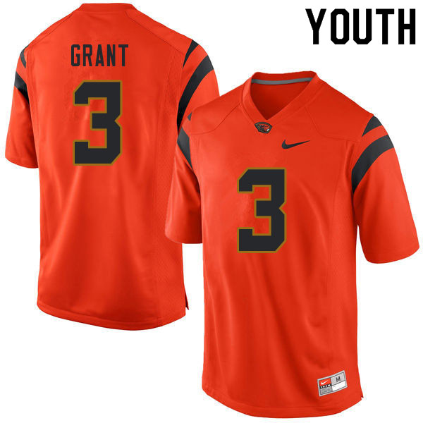 Youth #3 Jaydon Grant Oregon State Beavers College Football Jerseys Sale-Orange